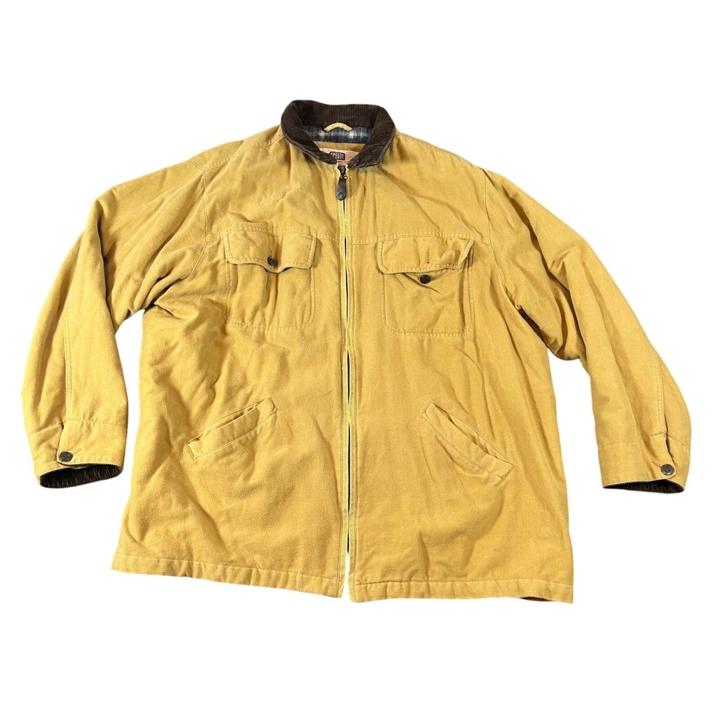 Faded Glory Womans Tan Corduroy‎ Collar Lined Chore Coat Plus 2X Flannel Lined